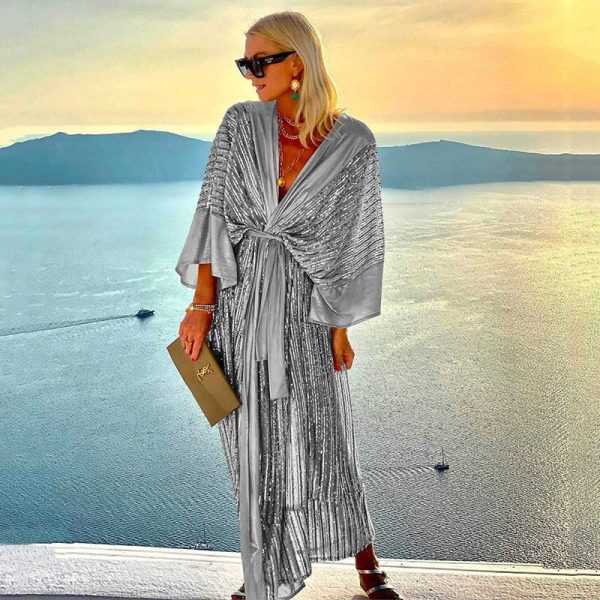 kimono argenté élégant
