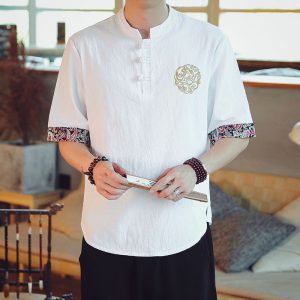 chemise kimono japonais lin blanc