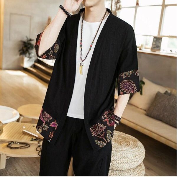 kimono cardigan homme mi long