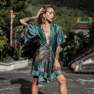 kimono court femme en soie