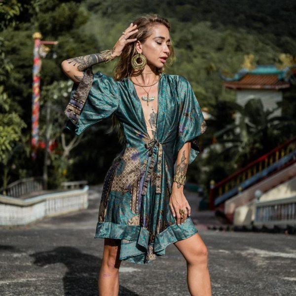 kimono court femme en soie