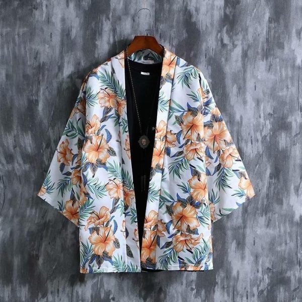 kimono homme à fleur