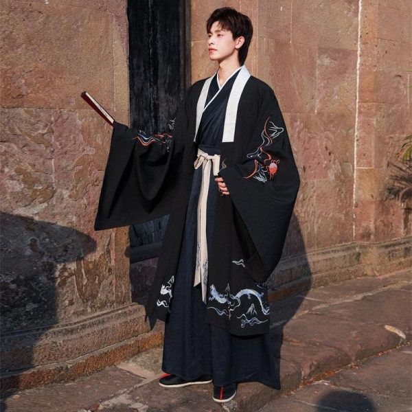 kimono homme long noir