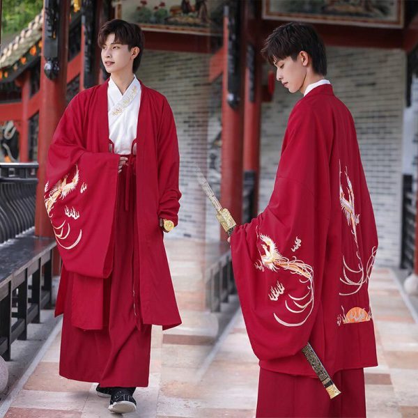 kimono homme long rouge