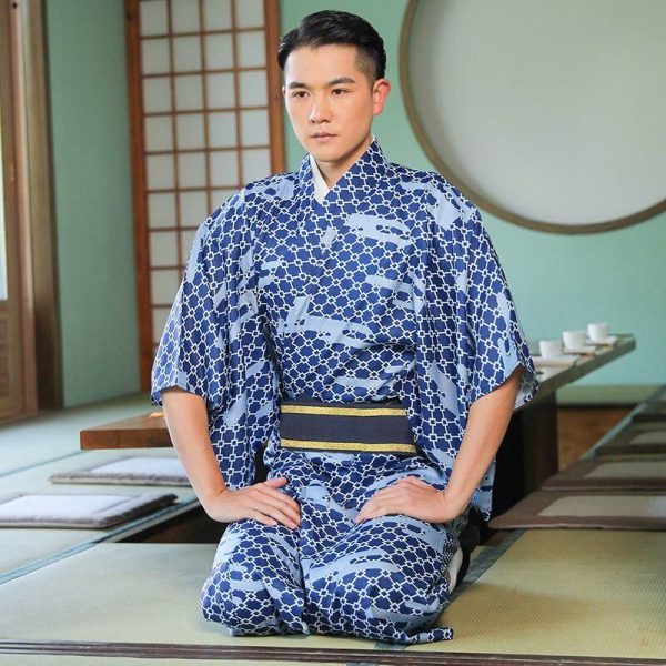 kimono japonais long manche courte homme