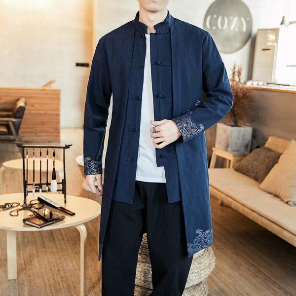 kimono long homme bleu