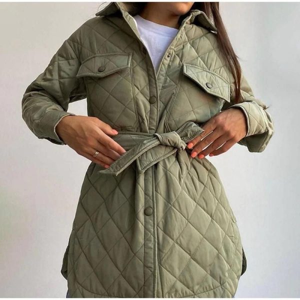 manteau court femme vert kaki