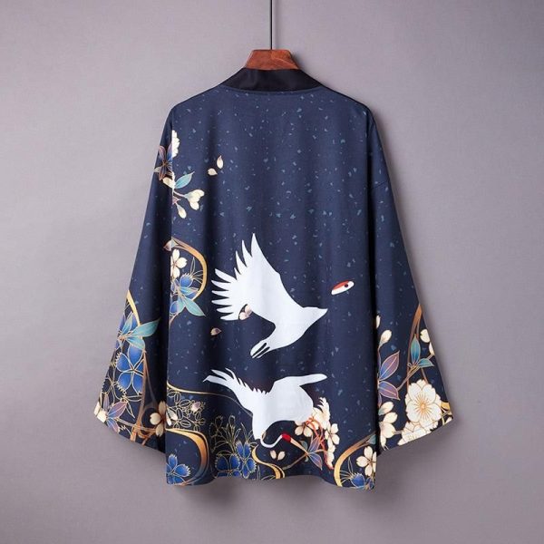 veste kimono japonais bleu
