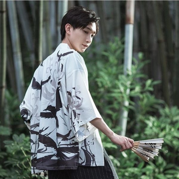 veste kimono japonais corbeaux