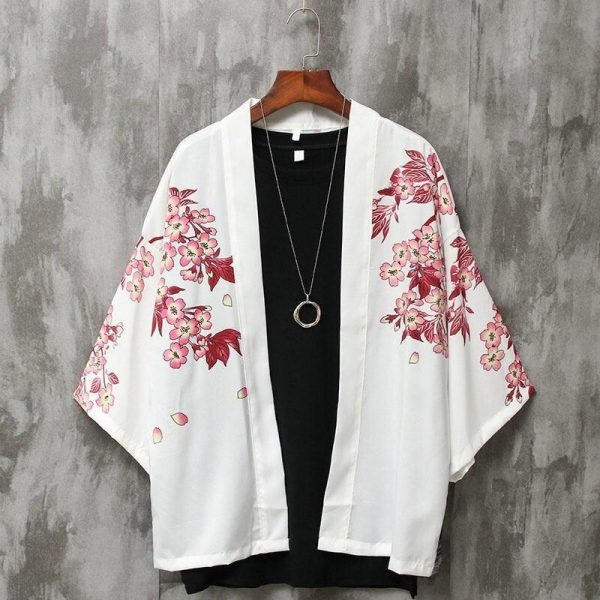 veste kimono japonais fleuri